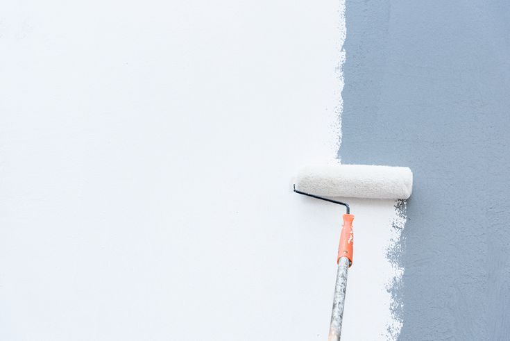 Roller,brush,painting,,worker,painting,on,steel,surface,wall,by